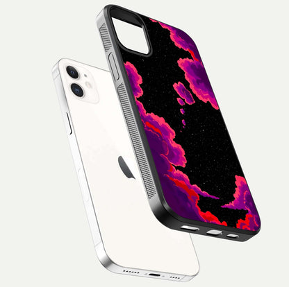 Galaxy Dream Frame Glass Case for iphone-12 floating dual-view mockup showing vibrant gloss and space-themed tones