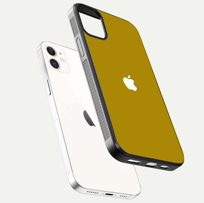 Golden Luxe Aura Glass Case for iphone-12 floating dual-view mockup showing glossy texture and elegant gold gradient