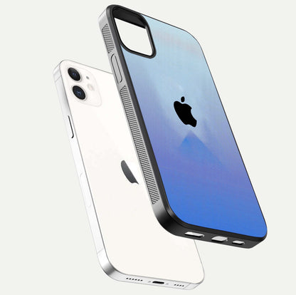 Gradient Apple Vibe Glass Case for iPhone 12 Mini floating dual-view mockup showing gloss polish and gradient blend