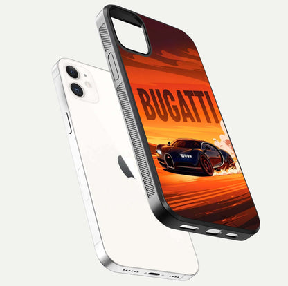 Inferno Bugatti Storm Glass Case for iphone-12 floating dual-view mockup showing gloss surface and racing energy