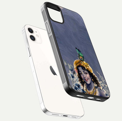 Lord Krishna Glass Case for iphone-12 floating dual-view showing glossy shine and divine artistic pattern