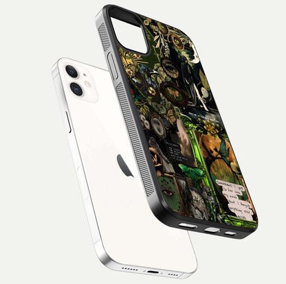 Mystic Woods Secret Glass Case for iphone-12 floating dual-view mockup showing HD shine and depth