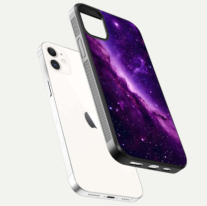 Purple Shade Sky Glass Case for iphone-12 floating dual-view mockup displaying gloss and sky theme