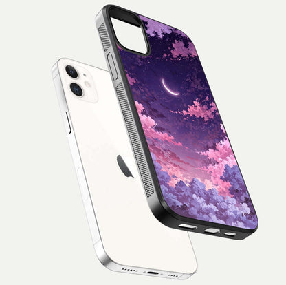 Sky Drift Clouds Glass Case for iphone-12 floating dual-view mockup displaying gloss shine and depth