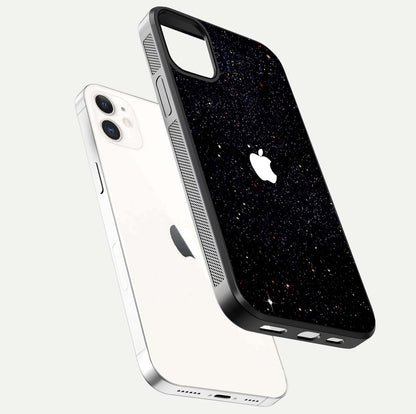 Starry Apple Galaxy Glass Case for iphone-12 floating dual-view mockup displaying reflection and shine