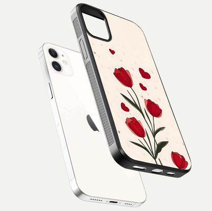 Tulip With Heart Glass Case for iphone-12 floating dual-view mockup displaying gloss texture and shine