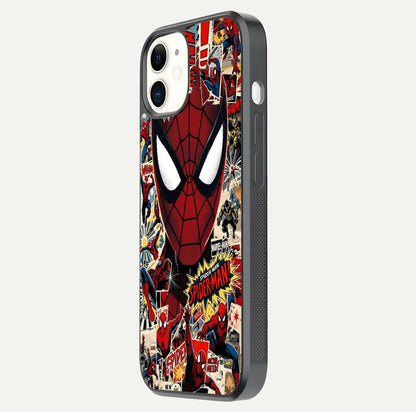 Aesthetic Wonder Spider Glass Case for iPhone 16 Pro side-angle shot showing red-blue tones and durable protective frame