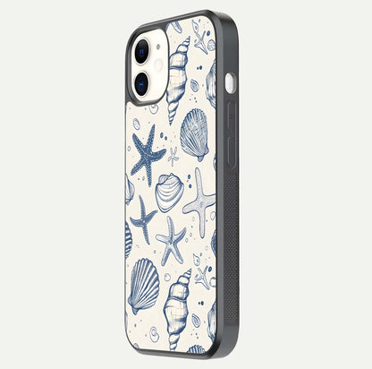 Blue Ocean Outline Glass Case for iphone-12 side-angle view showing clear edge lines and oceanic blue glow