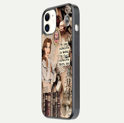 Bookish Dream World Glass Case for iphone-12 side-angle image showing detail depth and smooth corner polish