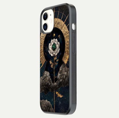 Celestial Lotus Morang Glass Case for iphone-12 side-angle image capturing shine and smooth curvature