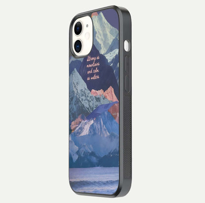 Celestial Mountain Calm Glass Case for iphone-12 side-angle image capturing mountain detail and shine gradient