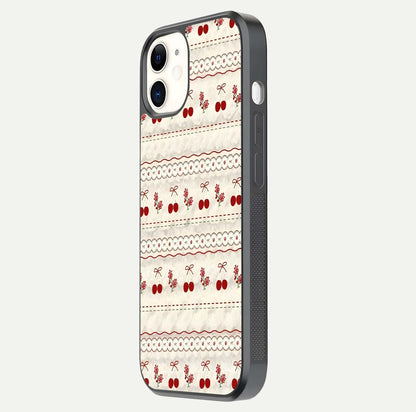 Cherry Bloom Charm Glass Case for iphone-12 side-angle photo showing flower detail and edge light