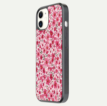 Cherry Blossom Charm Glass Case for iphone-12 side-angle image showing reflection gloss and soft texture