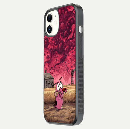 Courage Under Sky Glass Case for iphone-12 side-angle photo showing gloss tone and curve highlight