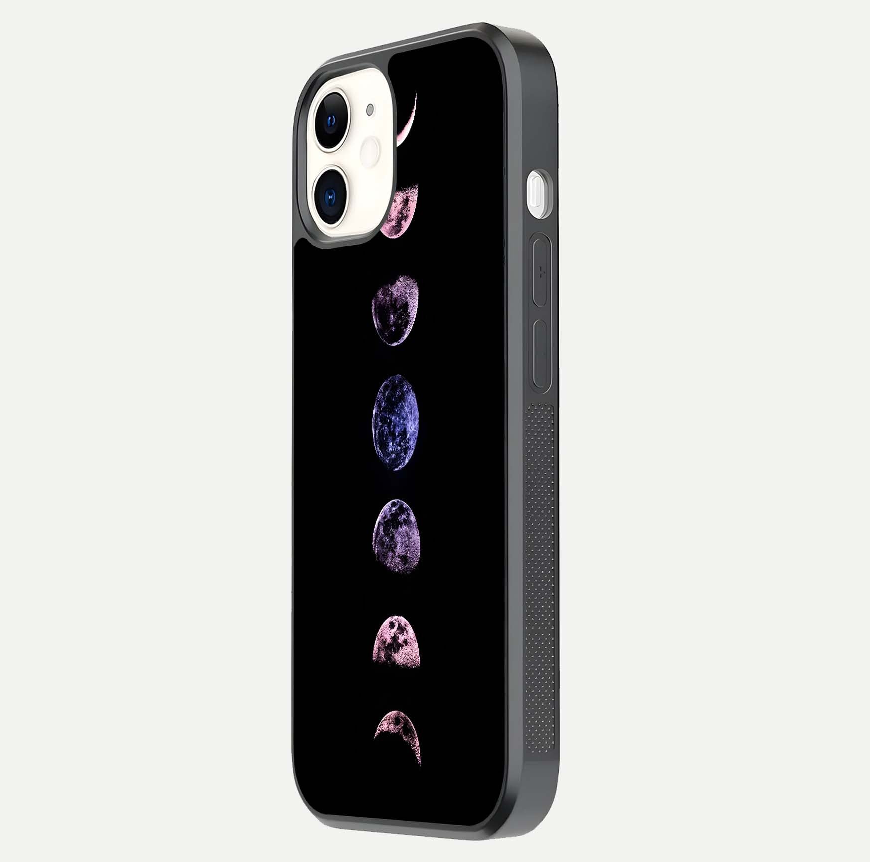 Crimson All Planets Glass Case for iphone-12 side-angle photo capturing edge glow and glass reflection