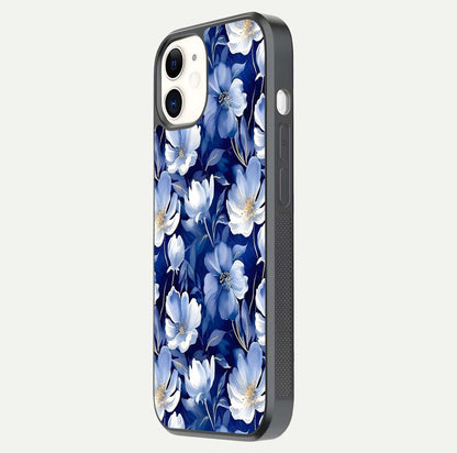 Cute Floral Patterns Glass Case for iphone-12 side-angle image showing polished surface and gloss tone