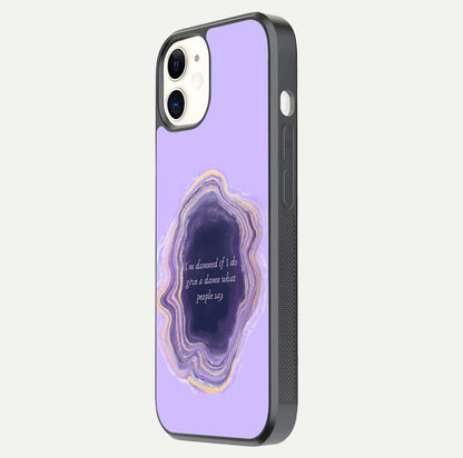Damned People Quote Glass Case for iphone-12 side-angle image showing light shine and smooth edges
