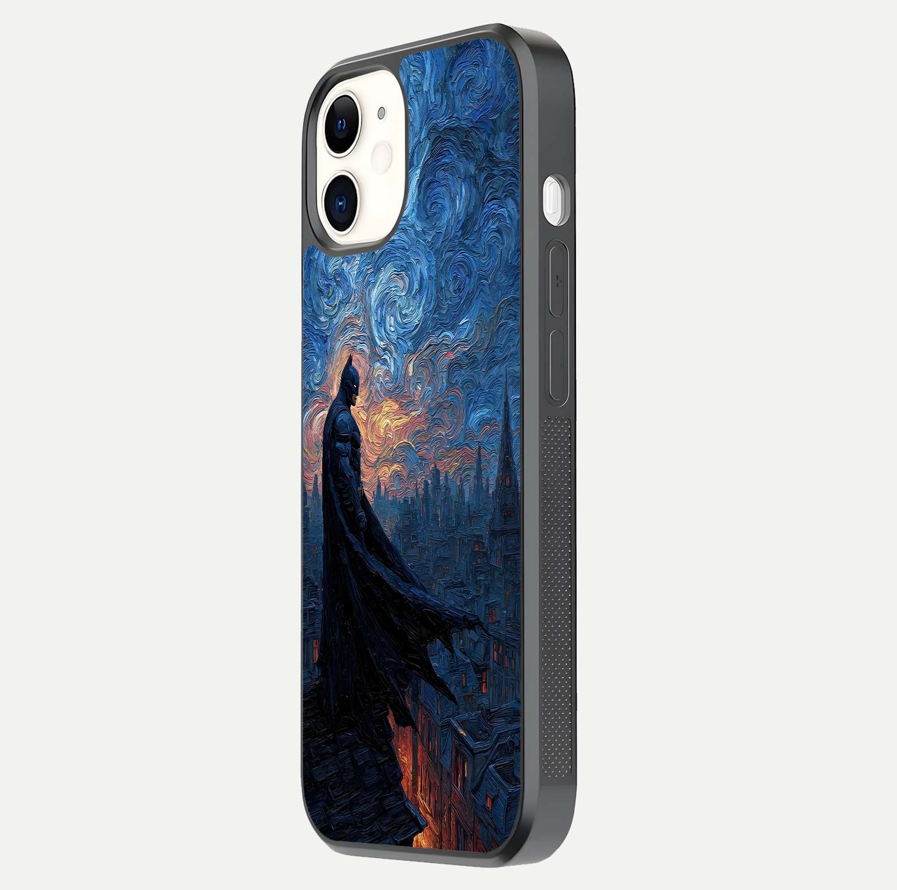 Dark Knight Dusk Glass Case for iphone-12 side-angle image capturing reflection shine and bold contrast