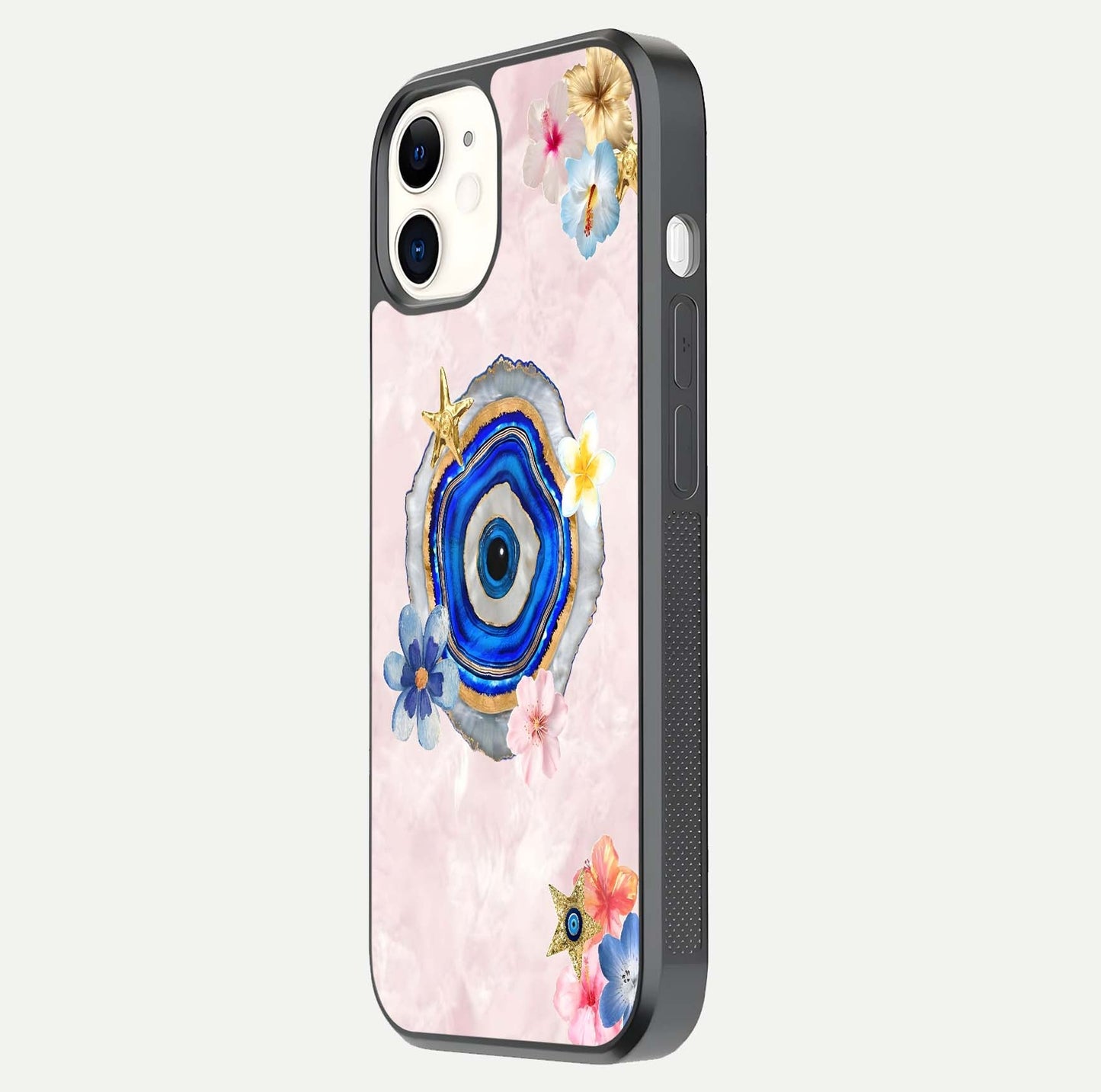 Divine Aura Bloom Glass Case for iphone-12 side-angle photo capturing reflection glow and premium polish