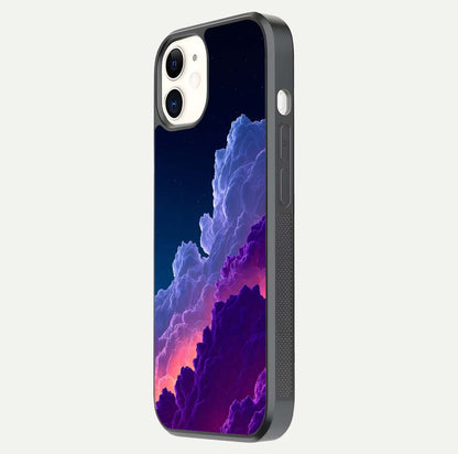 Dreamy Cloud Skies Glass Case for iphone-12 side-angle image showing reflection clarity and polish