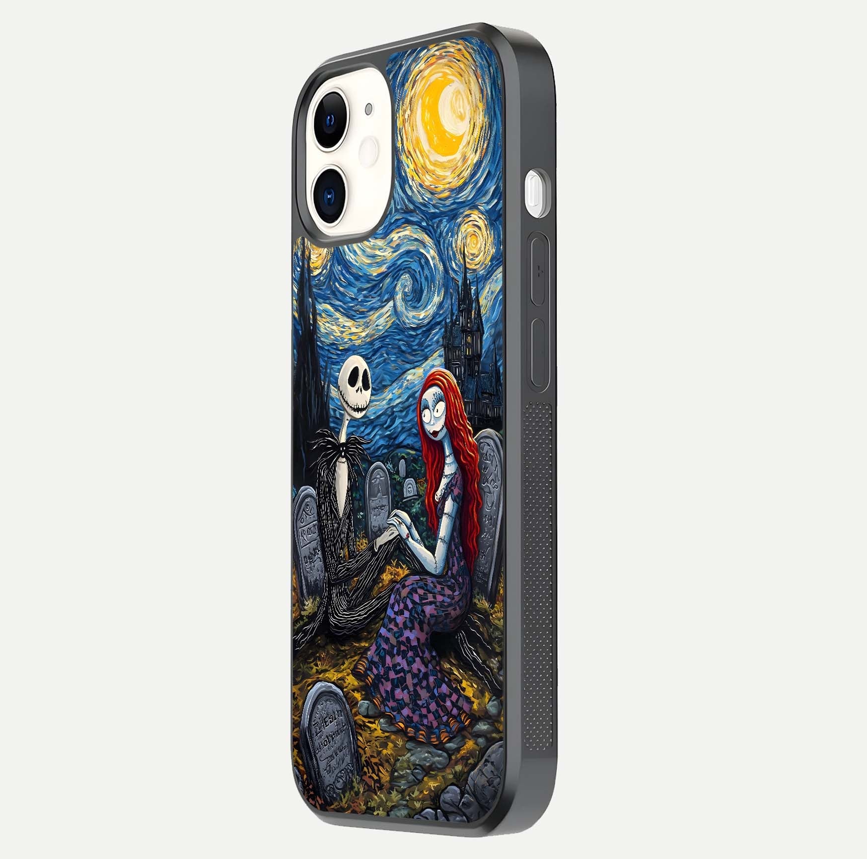 Eternal Night Love Glass Case for iphone-12 side-angle photo showing edge shine and soft reflection