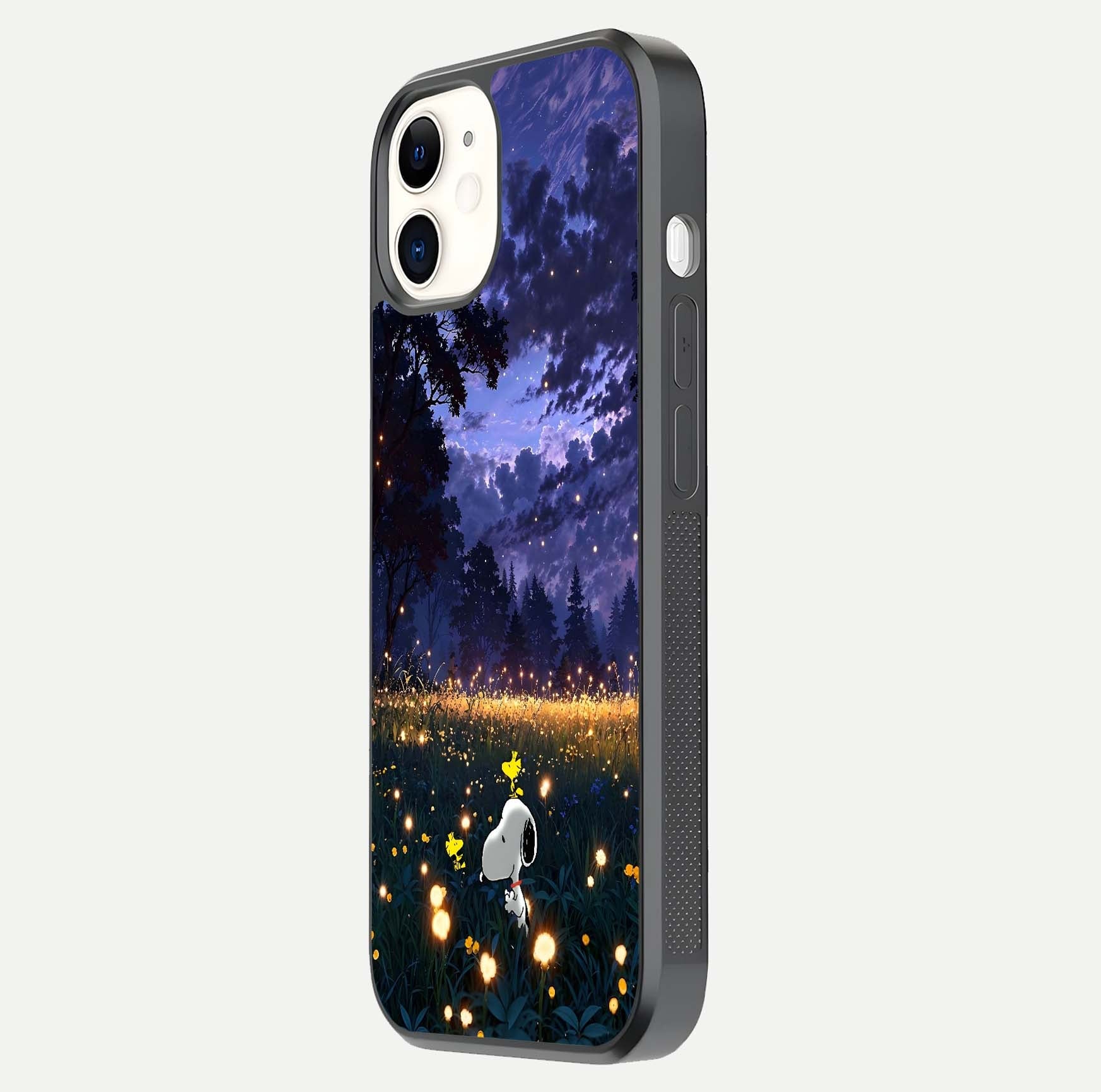 Firefly Meadow Magic Glass Case for iphone-12 side-angle image capturing glow reflection and fine texture