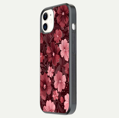 Flower Blush Bloom Glass Case for iphone-12 side-angle photo showing glass reflection and delicate hues