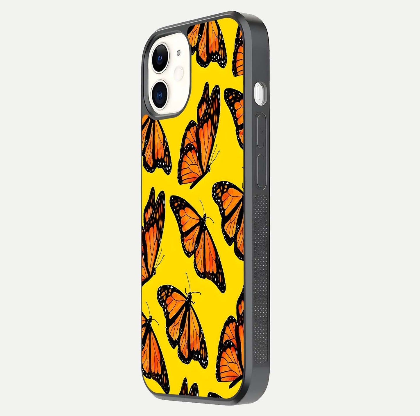 Golden Wing Flight Glass Case for iphone-12 side-angle image showing polished surface and golden gradient