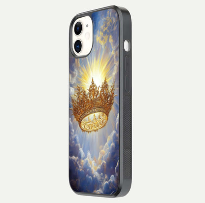 Heavenly Crown Light Glass Case for iphone-12 side-angle image showing reflection brilliance and elegant divine art