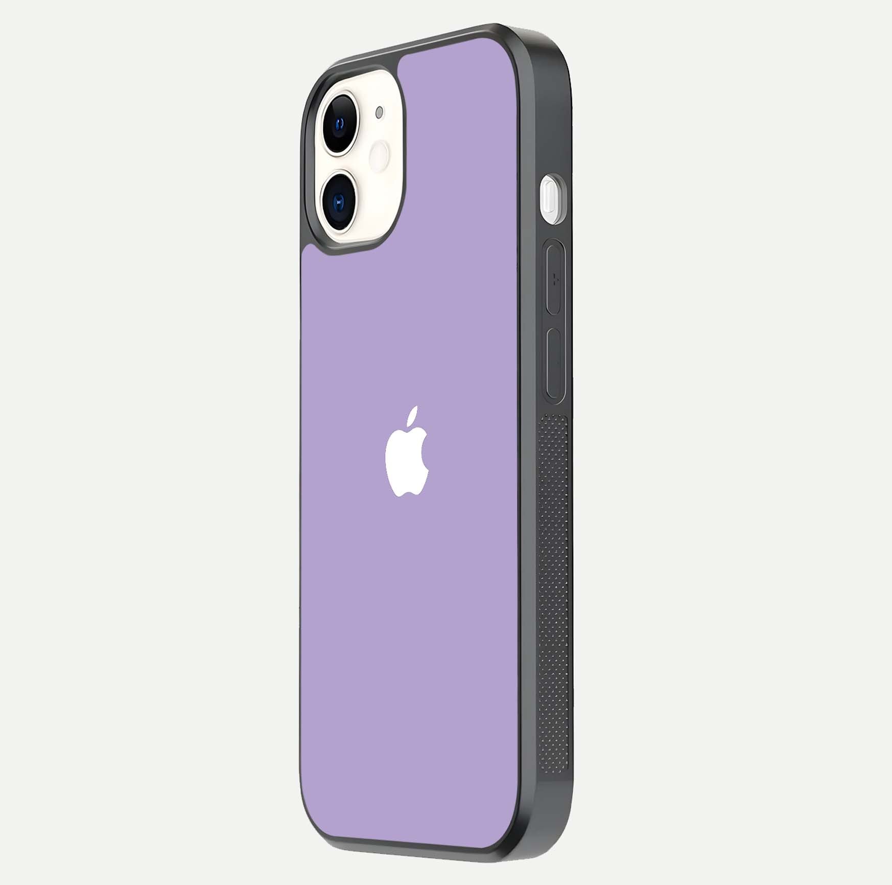 Lavender Soft Minimal Glass Case for iPhone 12 Mini side-angle image showing smooth reflection and minimal look