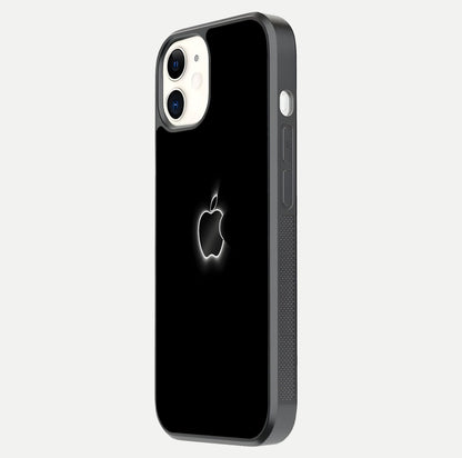 Neon Apple Glow Glass Case for iphone-12 side-angle image showing light reflection and glow effect