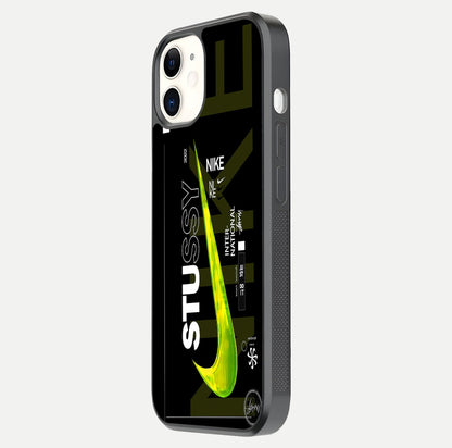 Neon Street Edition Glass Case for iphone-12 side-angle image showing reflection depth and modern tones