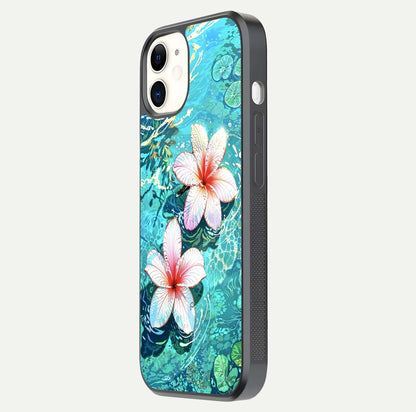 Pink Flowers in Water Glass Case for iphone-12 side-angle image showing reflection and depth of detail