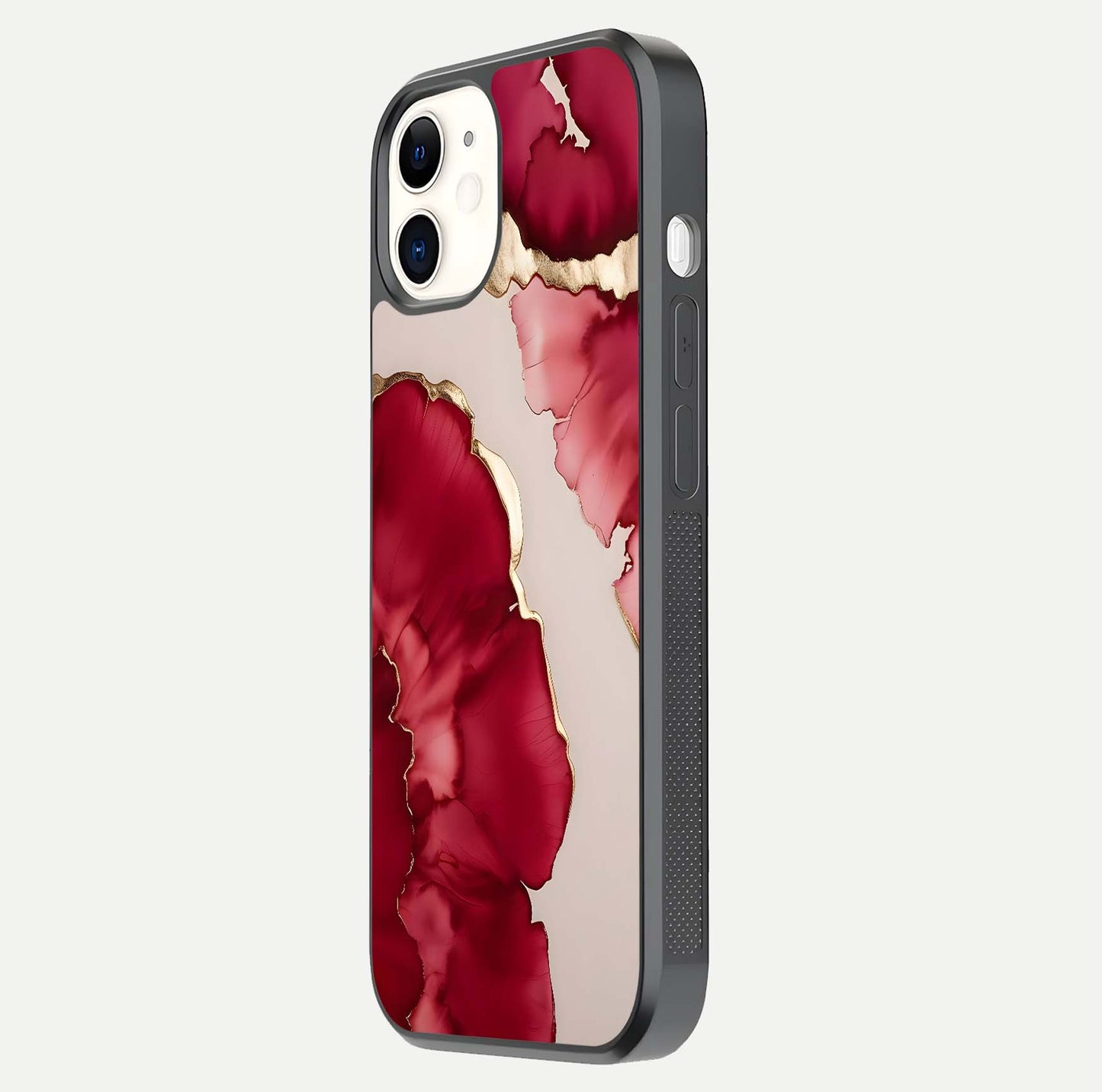 Pink & White Marble Glass Case For iPhone 12