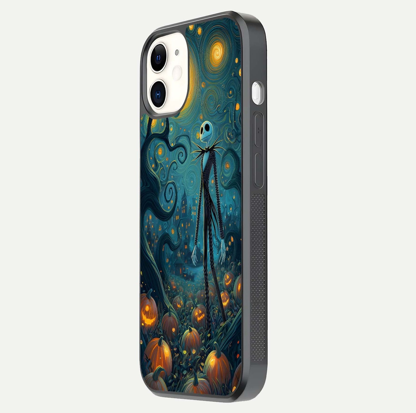 Pumpkin Moonlight Tale Glass Case for iphone-12 side-angle image showing glow texture and Halloween vibe