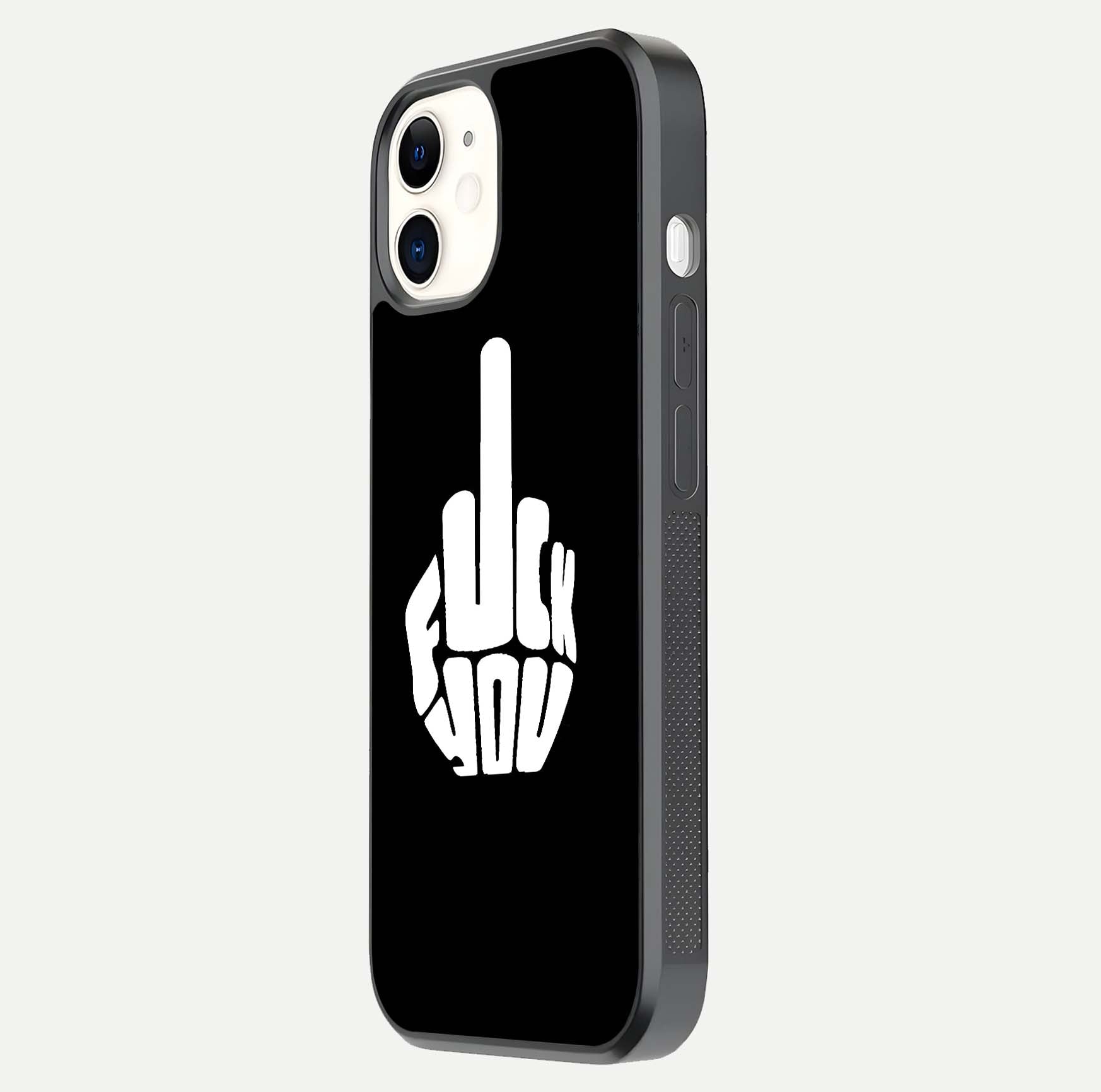 Rebel Mode On Glass Case for iphone-12 side-angle image showing reflection, edge detail, and text clarity