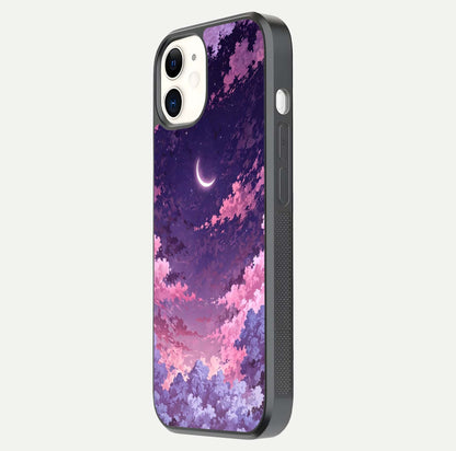 Sky Drift Clouds Glass Case for iphone-12 side-angle image showing reflection, blue tones, and soft gradient