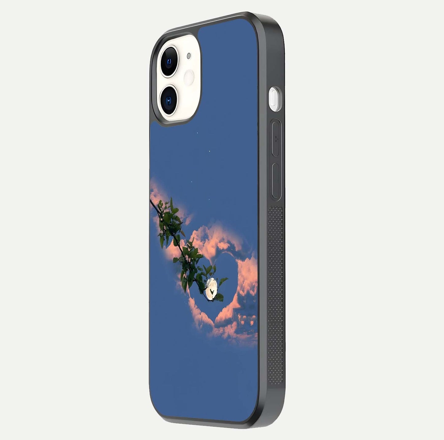 Sky Under Tree Glass Case for iphone-12 side-angle image showing shine, edge texture, and scenic detail