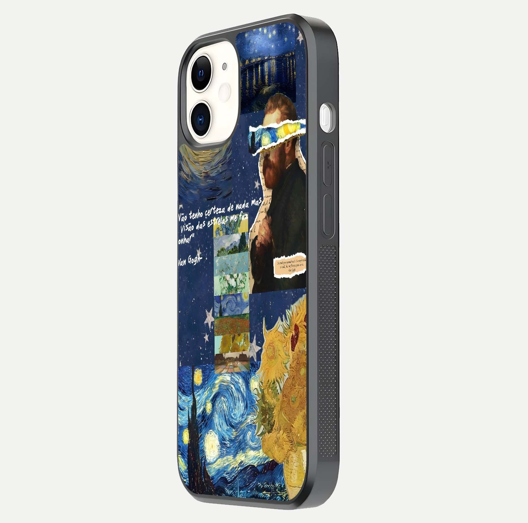 Starry Dream Vision Glass Case for iphone-12 side-angle image showing reflection and cosmic gradient tones