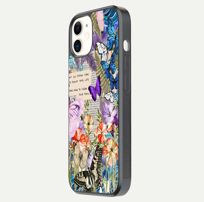 Storm Path Bloom Glass Case for iphone-12 side-angle image showing reflection, color contrast, and shine