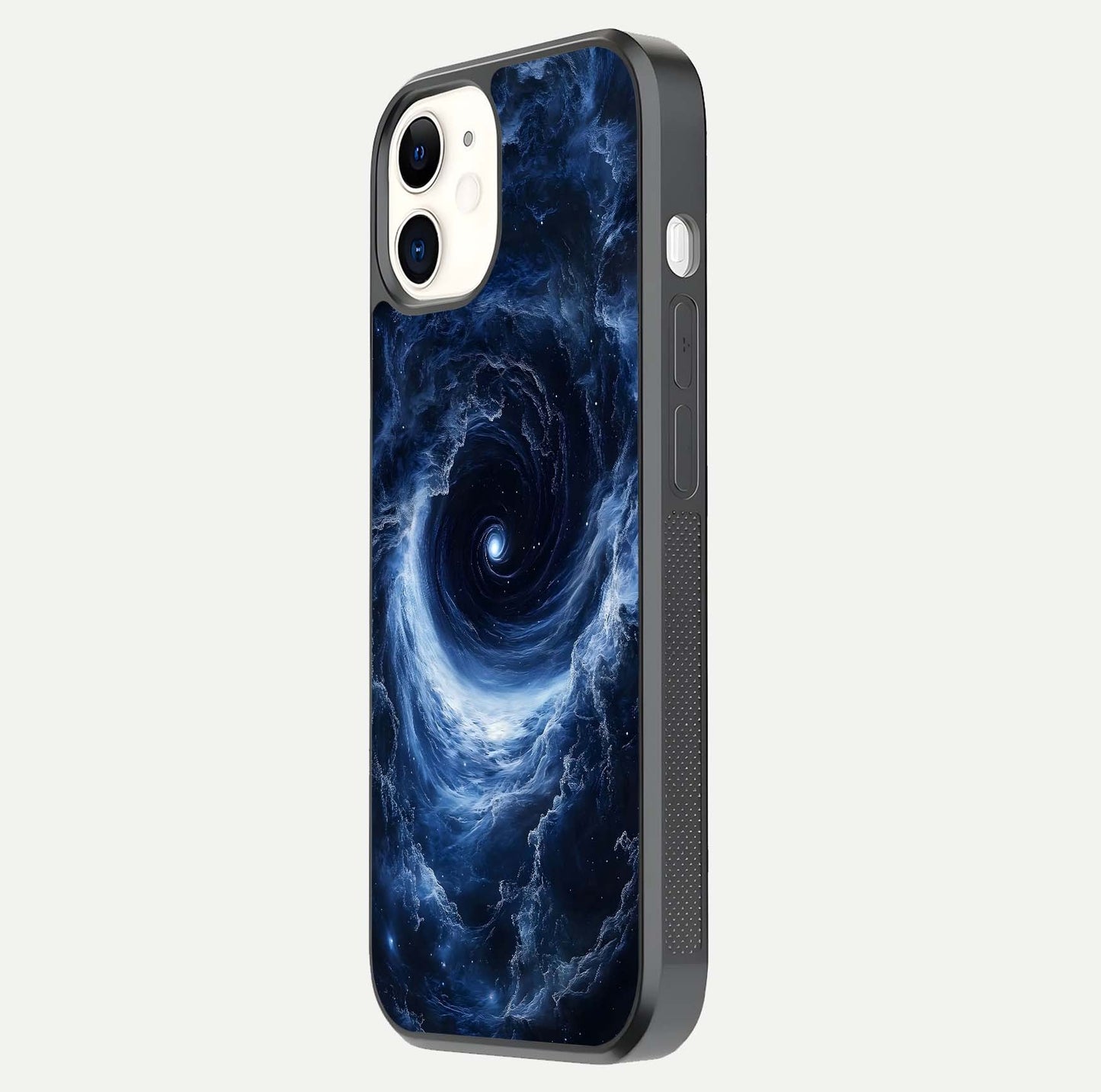 Stunning Galaxy Glass Case for iphone-12 side-angle image showing glossy reflection and space detailing