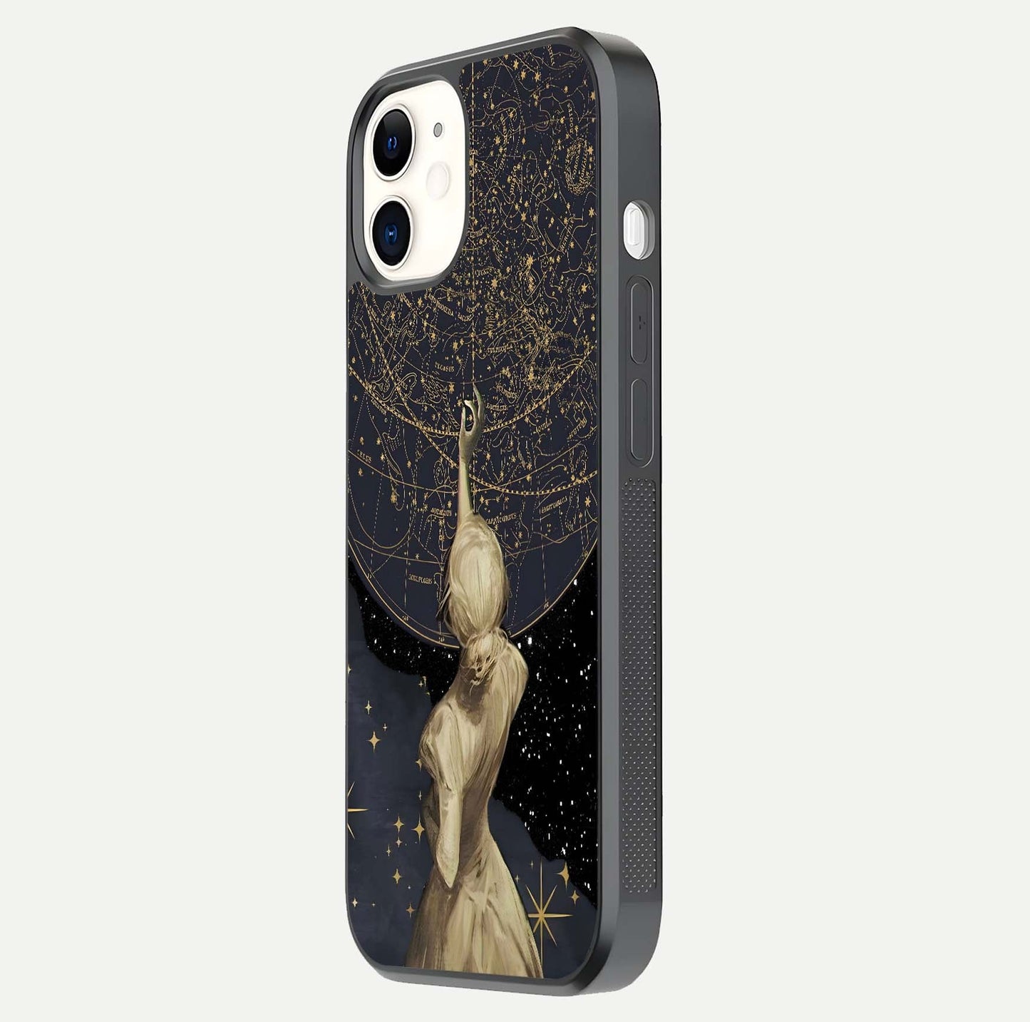 Taylor Swift Girl Glass Case for iphone-12 side-angle image showing glossy surface and color tone