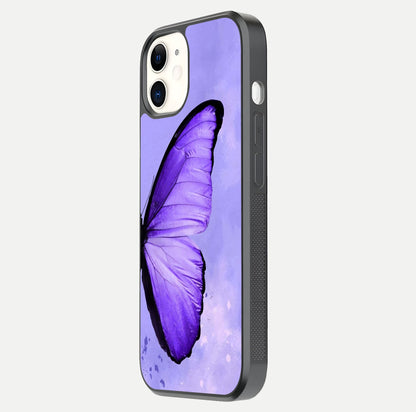 Violet Dream Wing Glass Case for iphone-12 side-angle image showing gloss, shine, and violet gradient