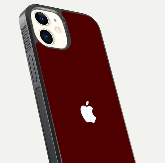 Apple Crimson Core Glass Case for iphone-12 close-up angle showing deep crimson tone and HD glass reflection