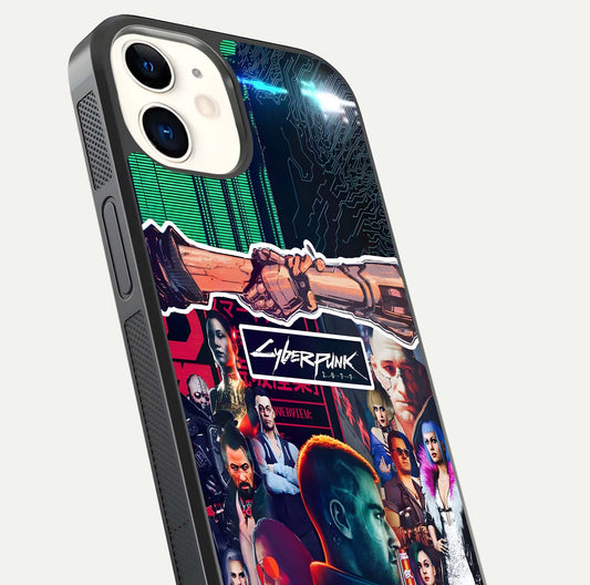 CYBERPUNK Legacy Glass Case for iphone-12 close-up highlighting circuit texture and reflection tone