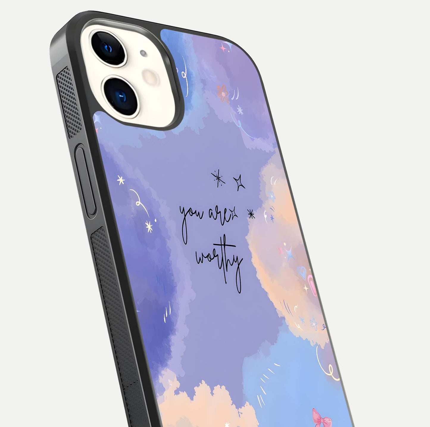Celestial Cloud Magic Glass Case for iphone-12 close-up highlighting smooth gradient and gloss surface