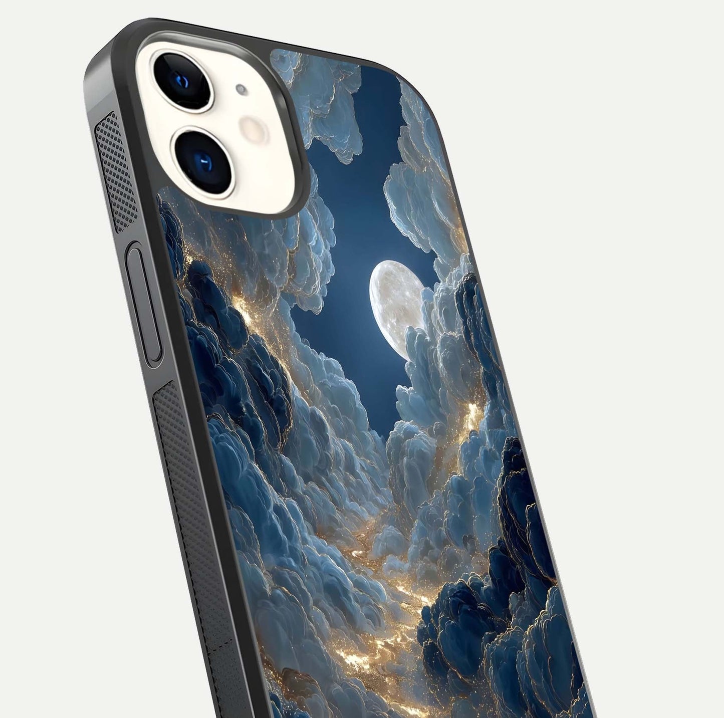 Celestial Cloud Road Glass Case for iphone-12 close-up view showing road gradient and cloud reflection shine