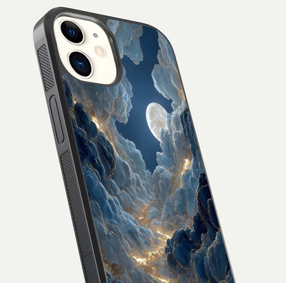 Celestial Cloud Road Glass Case for iphone-12 close-up view showing road gradient and cloud reflection shine