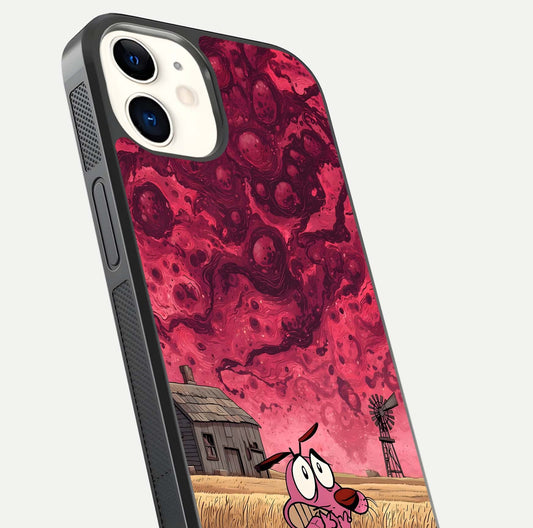 Courage Under Sky Glass Case for iphone-12 close-up highlighting typography and HD reflection