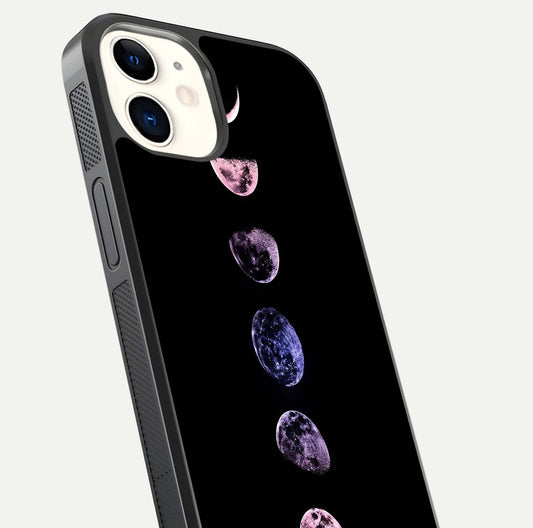 Crimson All Planets Glass Case for iphone-12 close-up highlighting planet details and reflection polish